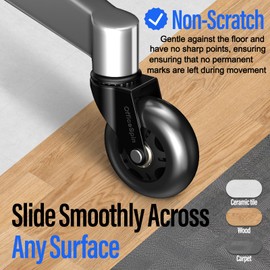 OfficeSpin Office Chair Wheels Replacement, Rubber Chair Casters for Hardwood and Carpet Floors - Set of 5 (Black)