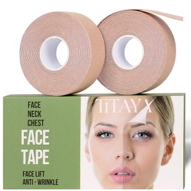 Titaya Face Tape for Wrinkles Overnight, Instant Lifting Hypoallergenic Wrinkle Patches, Multifunctional Myofascial Lift Facial Anti Aging Skin Care Tape - Kinesiology Tape for Face (2 Rolls Skin) ﻿