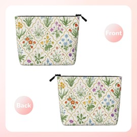 MINIOZE Millefleurs Flowers Colorful Makeup Bag Travel Cosmetic Bag Organizer Toiletry Bag Make Up Bags For Women Girls Large Light
