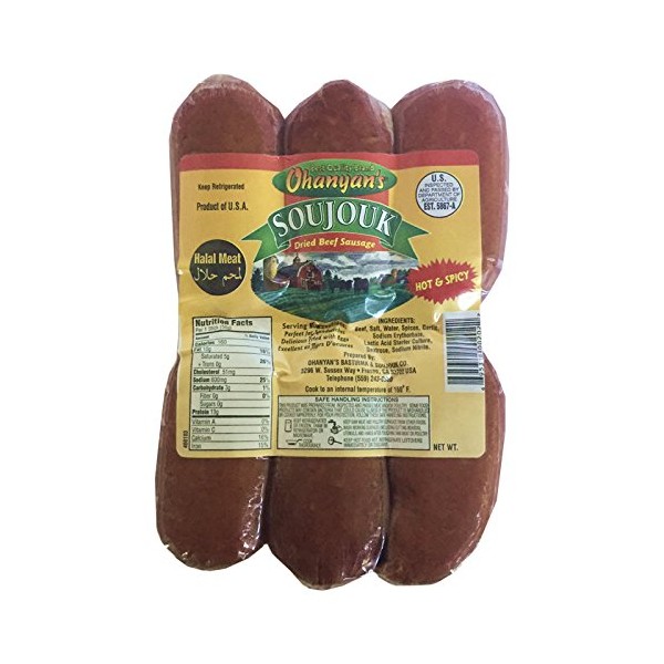 Ohanyan's Dried Beef Sausage (Hot) - Soujouk approx. 1.1 lb