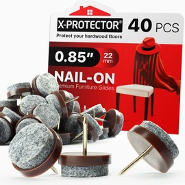 Nail-on Felt Pads X-PROTECTOR 40 PCS - 0.85" Felt Furniture Pads - Felt Chair Pads for Hardwood Floors - Floor Protectors for Furniture Legs - Best Furniture Sliders for Hardwood Floors (22 mm)!