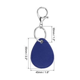 PATIKIL Leather Key Fob - 2 Pack PU Leather Keychain Holder with Rings for ID Cards & Keys, Dark Blue