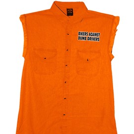 Hot Leathers Bikers Against Dumb Drivers Sleeveless Denium Shirt (Safety Orange, XX-Large)