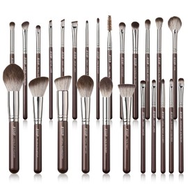 Jessup Juego de 25 Brochas de Maquillaje Profesionales para Base, Sombra de Ojos, Polvo, Mezcla, Corrector, Colorete, Contorno, Delineador de Ojos, Brochas para Cejas, Marrón T511