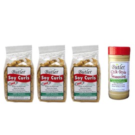 Butler Soy Curls, 8 oz bags - 3 Pack + Chik-Style Seasoning