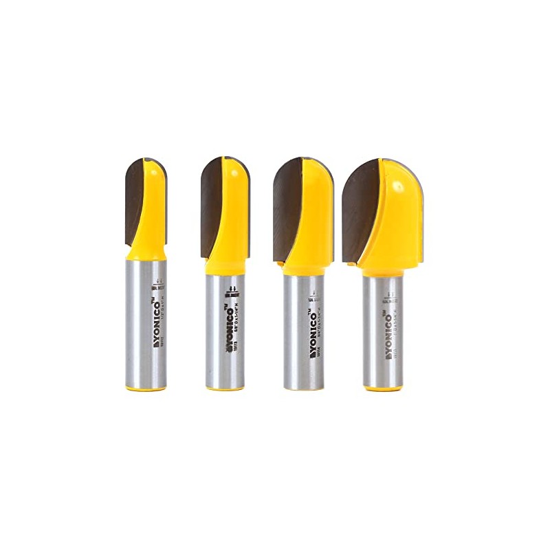 YONICO Round Nose Core Box Router Bit Set 4 Bit