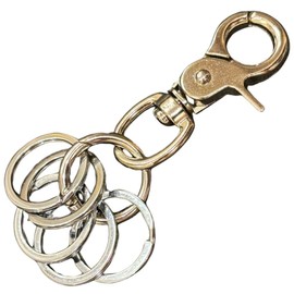 [DAZUMA] Keychain Lightweight Carabiner Key Hook Antique Wallet Chain Vintage Keyring Metallic Handmade 5 Rows Color (Naskan, Silver)