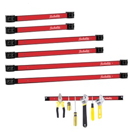 Rechabite 12" 18" 24" Magnetic Tool Holder Strip, Red Magnet Bar, Metal Tool Organizer Rack for Garage Organization, Easy To Install in Workshop, Mounting Screws Included