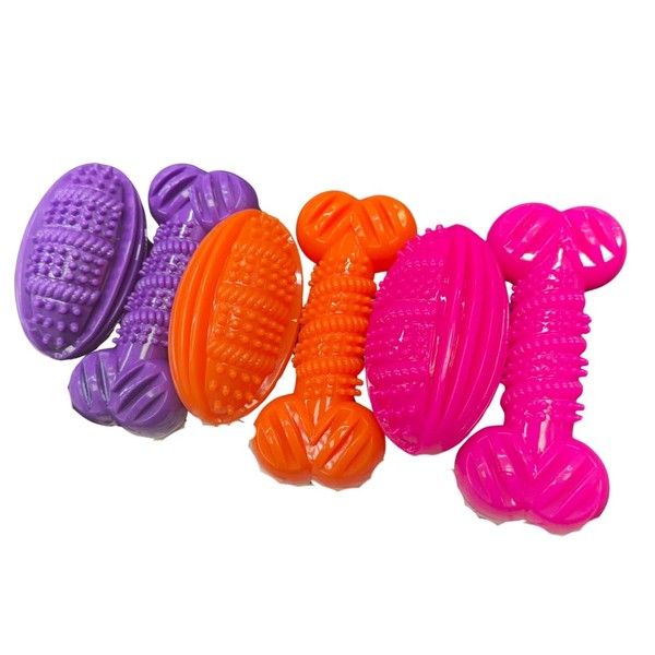 Zvire Interactive Squeaky Dog Toy –Bone With Rugby Ball Design,