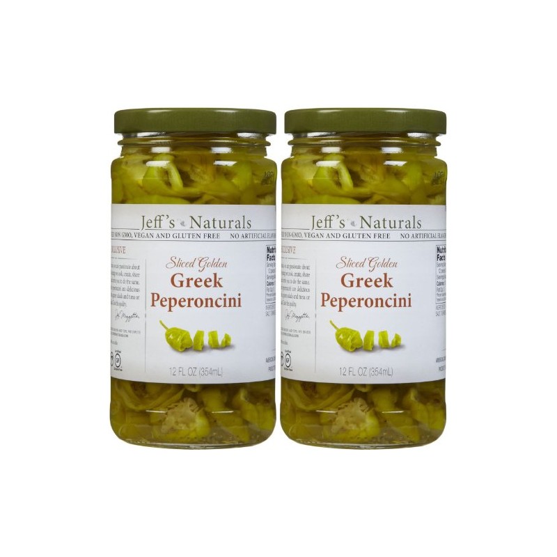 Jeff's Naturals Sliced Golden Greek Peperoncini - 12 oz -