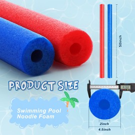 Hollowfly 2 Pack Jumbo Pool Noodles Floating Pool Noodles Foam Tube Large Hollow Floating Training Device Swimming Craft Projects Padding Bumper(50 x 4.5 Inch,Red and Blue)