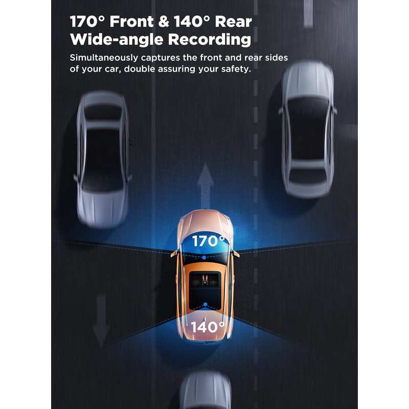 SAVUSCAM Dash Cam 4K + 1080P, WiFi Dash Cam Front