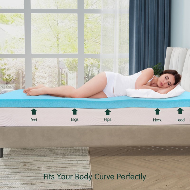 CHUN YI Memory Foam Mattress Topper, Gel Infused Bed Topper