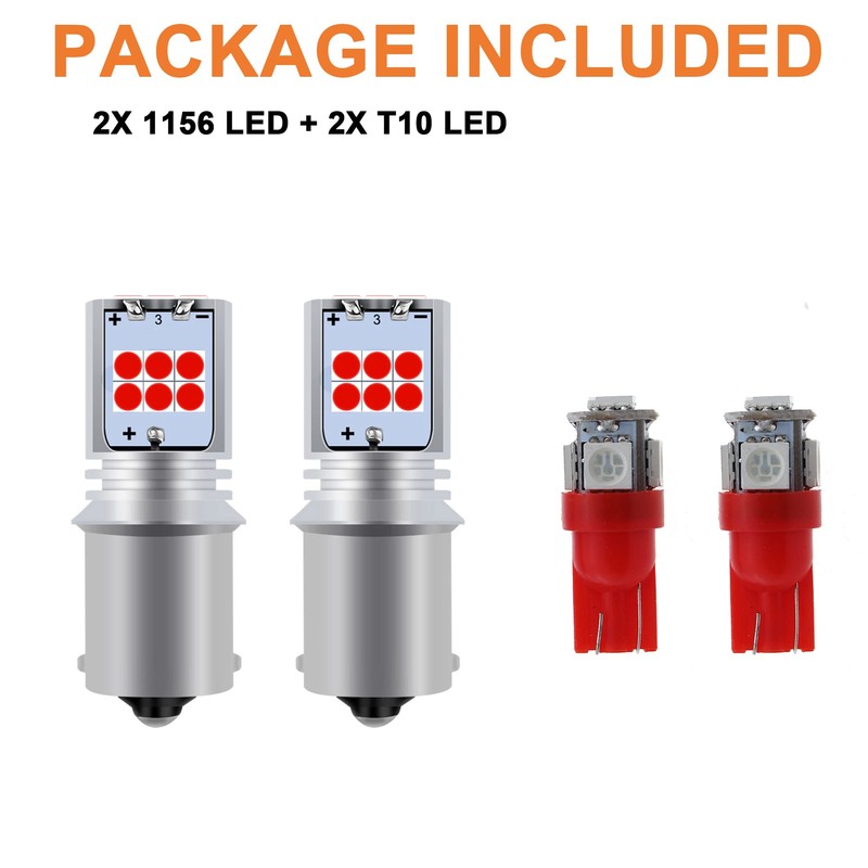 GLOFE 3Pcs Red Interior Map Dome Light LED Bulbs Compatible