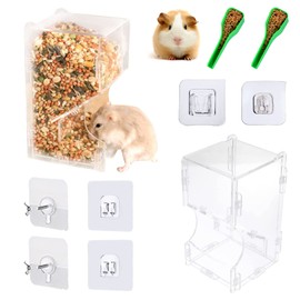 Lucky Interests 2 pcs Hamster Automatic Feeder, Hamster Food Dispenser with Bracket Small Assembled Fixed Animals Food Bowl with 2 Spoon