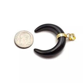 Black Obsidian Crescent Moon Pendant 33x33mm Sold Per Piece