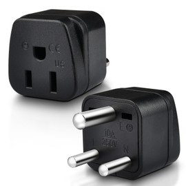 US to India Plug Adapter, 2 Pack Type D Plug Adapter, India Power Adapte US to India, Bangladesh, Maldives, Pakistan Travel Adapter (Black)