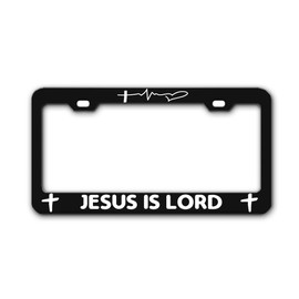 General Christ Decal Jesus is Lord Black Stainless Steel Standard US License Plate Frame