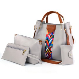 Set Bags for Women, Women Fashion Handbags Wallet Tote Bag Shoulder Bag, Satchel Purse and Wallet Set, Handle Women Leather (Grey)