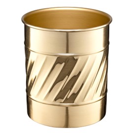 Monarch Abode Kitchen Utensil Holder – Wave Embossed Metal Brushed Gold Utensil Holder, Decorative Utensil Crock for Kitchen Counter, Cooking Tool and Spatula Holder for Countertop, Caddy Organizer