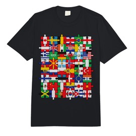 Flags of Countries of The World International Flag Puzzle Comfort Colors Adult Heavyweight T-Shirt
