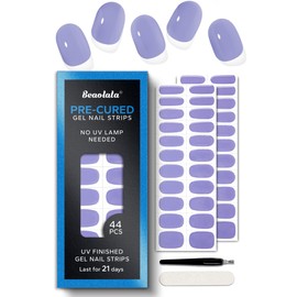Beaolata Pre Cured Gel Nail Strips - 44PCS Salon Quality Gel Nail Stickers - Long Lasting Polish Wraps for Women no UV Light Needed Easy Apply& Remove (Royal Purple)