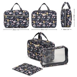 Dizdvizd Toiletry Bag for Women and Girls, Large Travel Hanging Cosmetic Bag, Bathroom Gym Toiletries Makeup Organizer - Cat Printed