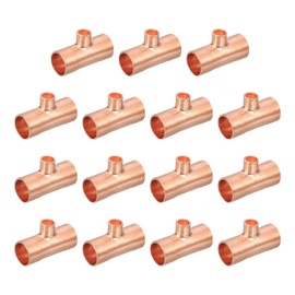 uxcell 3Pcs 1/2" x 1/4" x 1/2" Copper Reducing Tee Pressure Pipe Fitting Connectors for Plumbing Supply & Refrigeration