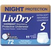 LivDry Adult S Incontinence Underwear, Overnight Comfort Absorbency, Leak Protection,