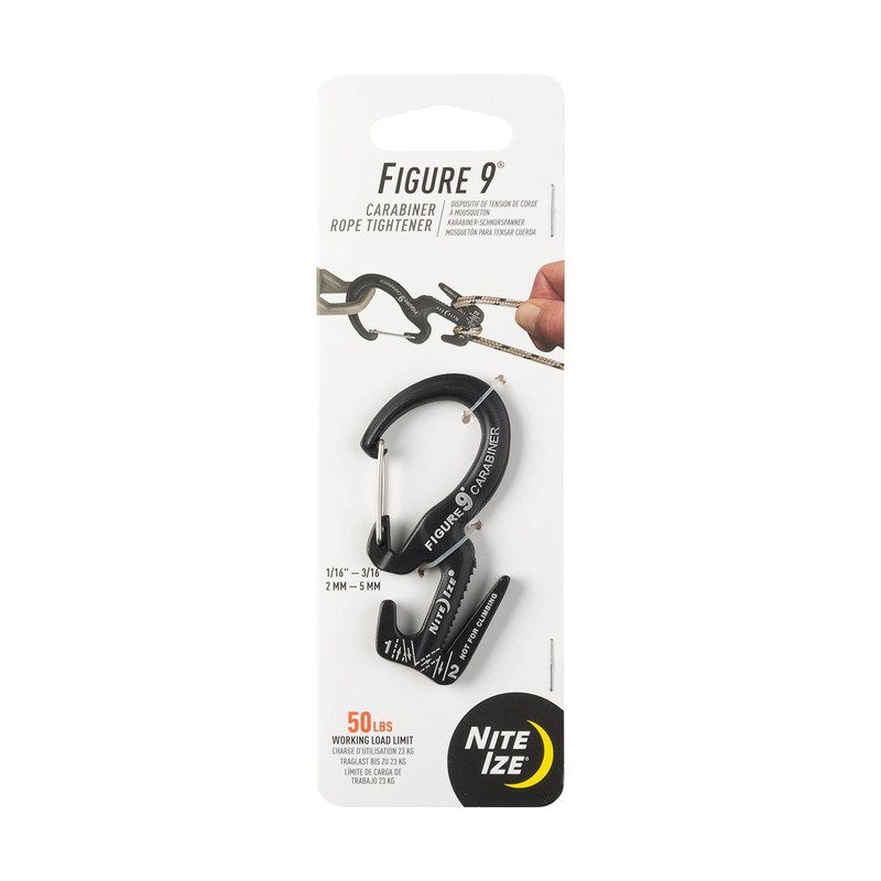 NITE IZE Figure 9 Carabiner Rope Tightener, Black, Small