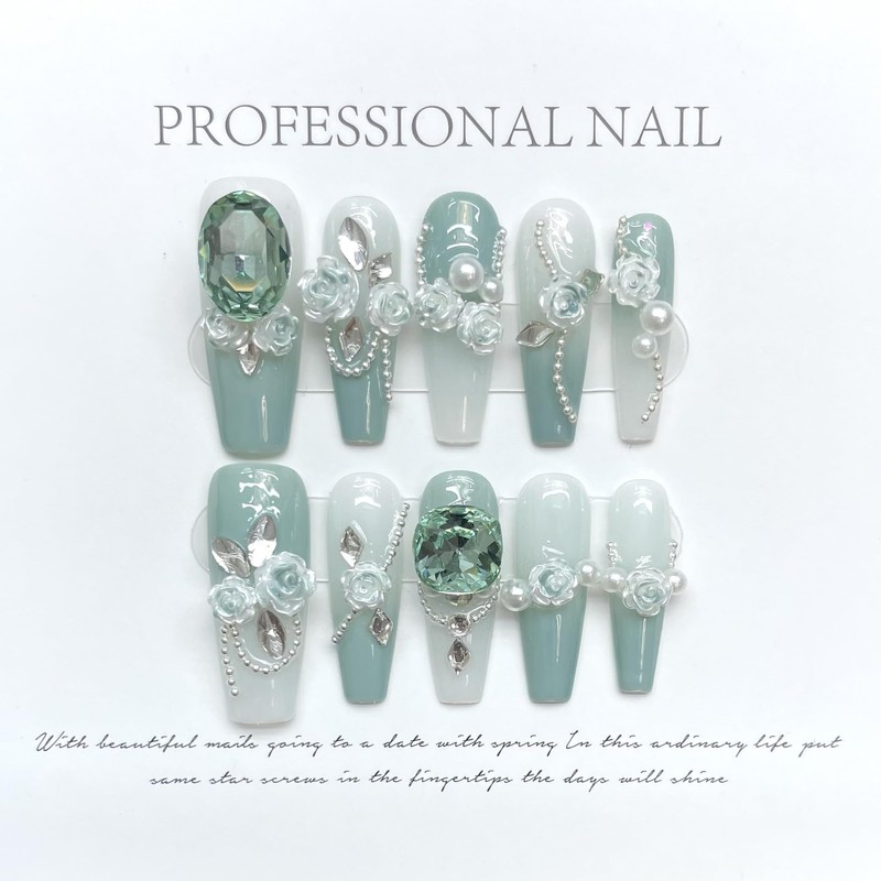 3D Nail Tip, False Nail, Korean Phototherapy, Black, Pink, Handmade,
