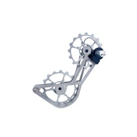 SwishTi Titanium Road Cyclocross Gravel Bicycle Bike Rear Derailleur Oversized Pulley Wheel System Cage OSPW for Campagnolo Campy Super Record/Record/EPS/Chorus/Potenza 11 Speed use (Silver Gray)
