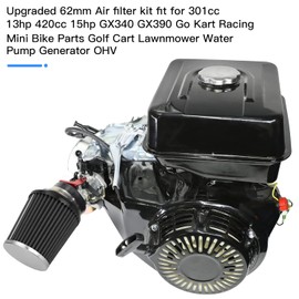 YOXUFA 62mm Mini Bike Air Filter Adapter Stage1 Kit For Predator 301cc 420cc GX340 GX390 11 13Hp Clone Engine Go Kart Golf Carts Mud Boats Lawnmowers Water Pump Pressure Washer Parts