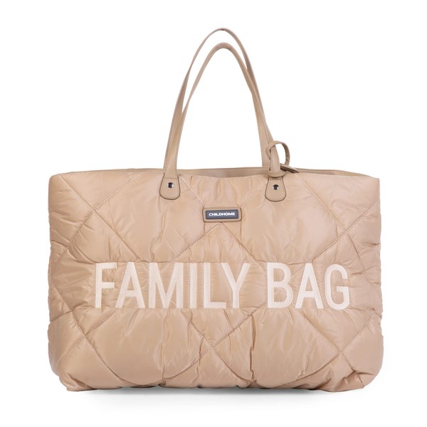 CHILDHOME, Family Bag, Changing Bag, Travel/Weekend Bag, Large Capacity, Detachable Pouch Included, Padded Beige