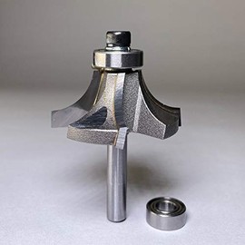 Amana Tool 49549 Carbide Tipped 4 Flute Corner Rounding/Beading 1/2 R x 1-5/8 D x 11/16 CH x 1/4 Inch SHK w/Lower Ball Bearing Router Bit