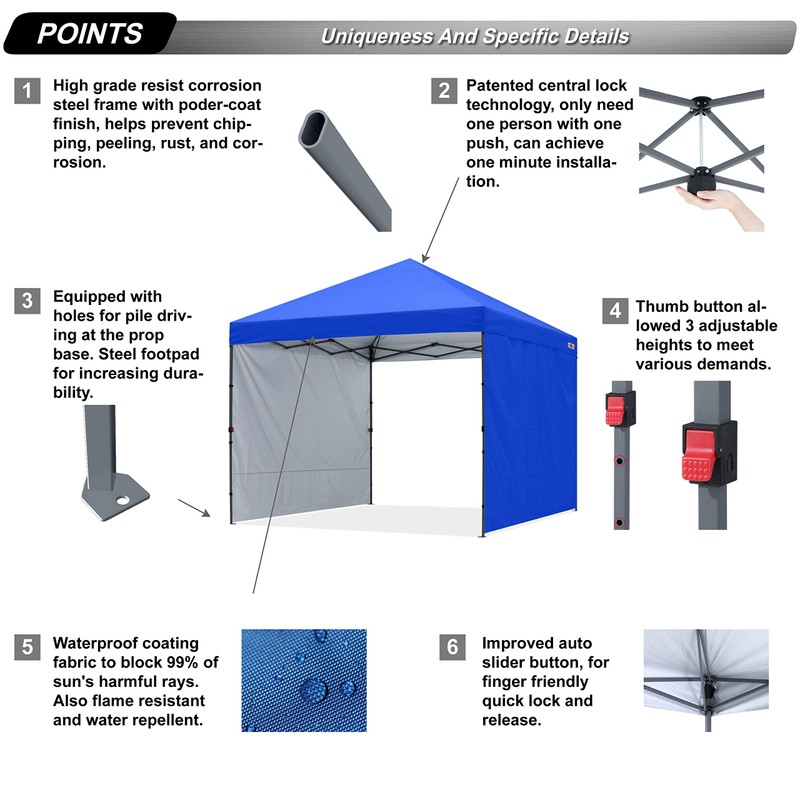 ABCCANOPY Easy Pop up Canopy Tent with 2 Sidewalls for