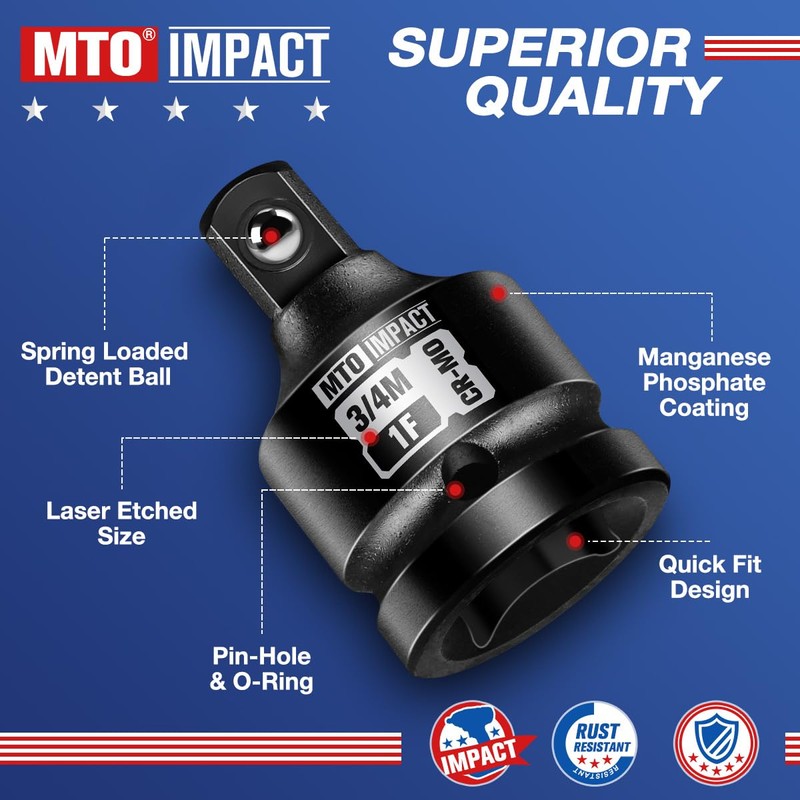 MTO 8-Piece Impact Socket Adapter & Reducer Set, 1/4", 3/8",
