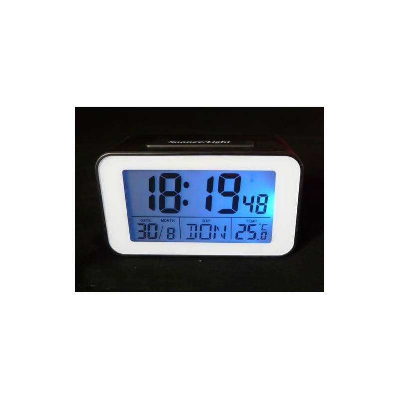 Clock Radio Alarm Clock with Thermometer (SN4491) in Black