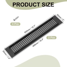 PATIKIL 20 x 2 Inch Door Air Vent Cover, 2 Pcs Aluminum Grille Ventilation Cover Louvered Diamond Hole with Mounting Screws for Cabinet Wardrobe Door, Black