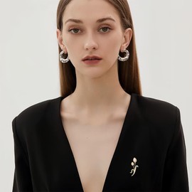 EMEGCY Pink Tulip Brooch for Women Tulip Rhinestone Brooch Pin Gold Plated Tulip Lapel Pin Jewelry Gift for Wife