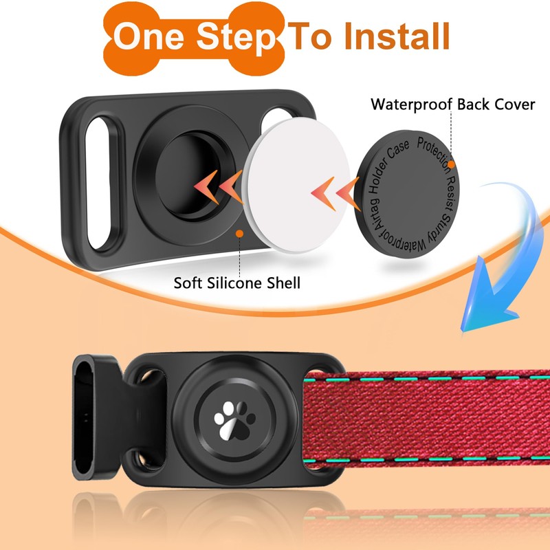 [2 Pack] Waterproof AirTag Dog Collar Holder Case, Silicone Full-Body