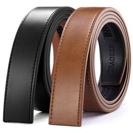 CHAOREN Ratchet Belt Replacement Strap 1 3/8”, Leather Belt Strap 2 Set for 40MM Slide Click Buckle