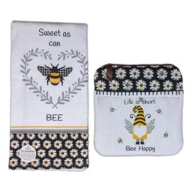 Kay Dee Designs Set of 2 BEE HAPPY Honey Bee Oven Mitt & Terry Kitchen Towel by Kay Dee Designs