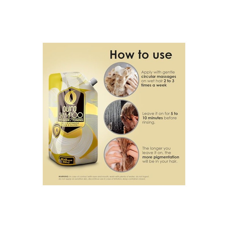 Ouro SHAMPOO Matizador 900 ml PLATA.