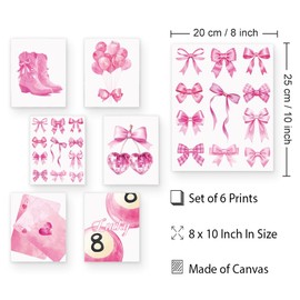 DOODLREAM 6 Packung Pink Trendy Preppy Ohne Rahmen Bilder Ästhetische Wasserdichte Leinwand Wandkunst Disco 20 x 25 cm Herz Poker Wand Poster für Büro Schlafzimmer Wohnheim Zimmerdekoration