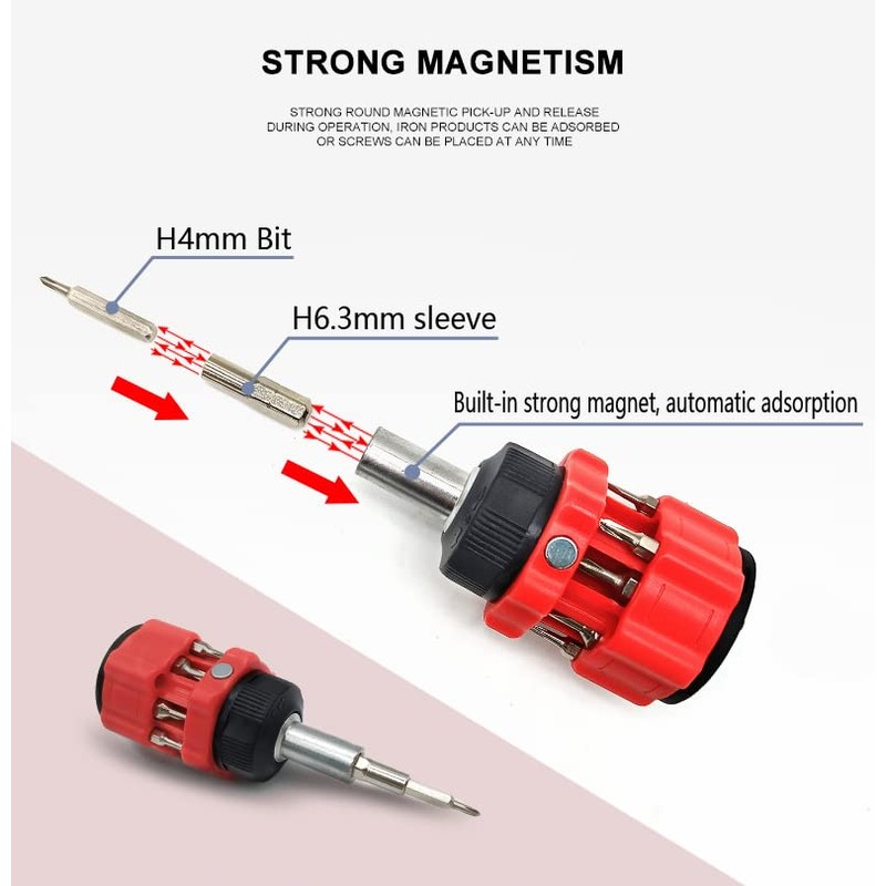 13-in-1 Multifunction Mini Combination Ratchet Screwdriver, Multi-Bit. Outdoor set, easy