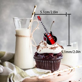 18pcs Dessert Cupcake Topper for Music Note Guitar Mark Symbol Musician Party Theme Decor Supplies Baby Shower Boy Girl Happy Birthday Party Decoration Black Glitter