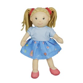 Heless 505 - Rag Doll Girl Pippa with Blue Dress to Put on and Take Off, Approx. 22 cm Large Soft Doll for Cuddling, Playing and Loving