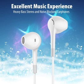 HUOMU Earbuds Headphones 5 in One Pack, Wired Earbud with Heavy Bass Stereo Noise Blocking, Microphone, Compatible with iPhone, Android Phones, Laptops, Computers, iPad or Any Device with 3.5mm Interface