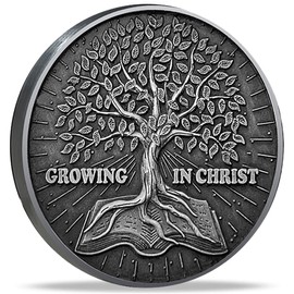 Christian Challenge Coin Growing in Christ Bible Verse Gift (Single Coin)